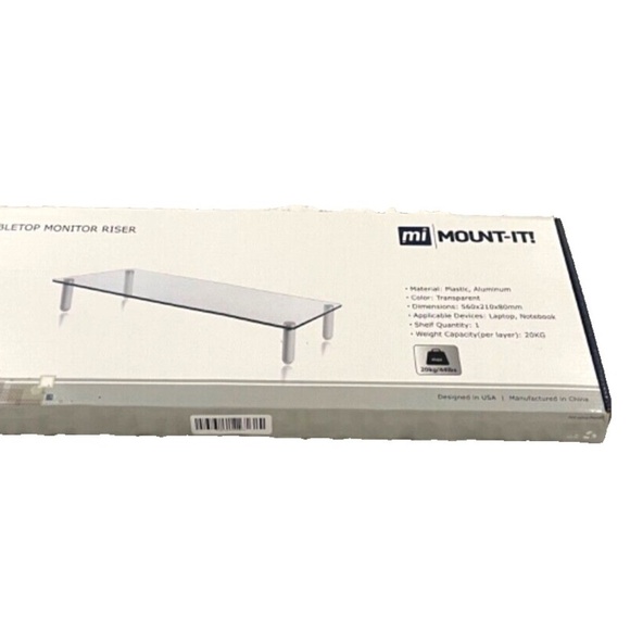 Mi Mount-It Tabletop Monitor Riser; Clear Plastic/Aluminum; 44 lb. capacity - Picture 1 of 4